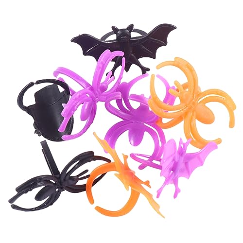 Gogogmee 60St Halloween Ring Fledermaus Spinne Schädel Ringe für Kinder Halloween-Festivalringe halloween halloween assecoires Spielzeug Partydekoration Musterring Colorful von Gogogmee