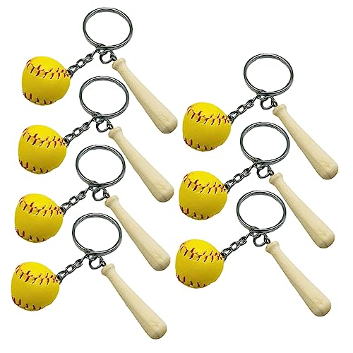 Gogogmee 7st Baseball-schlüsselanhänger Dekorativer Baseball Kreative Schlüsselanhänger Mini-dekor Athleten-souvenir-schlüsselanhänger Kugel Schlüsselanhänger Baseball-handschuhe Yellow Pu von Gogogmee