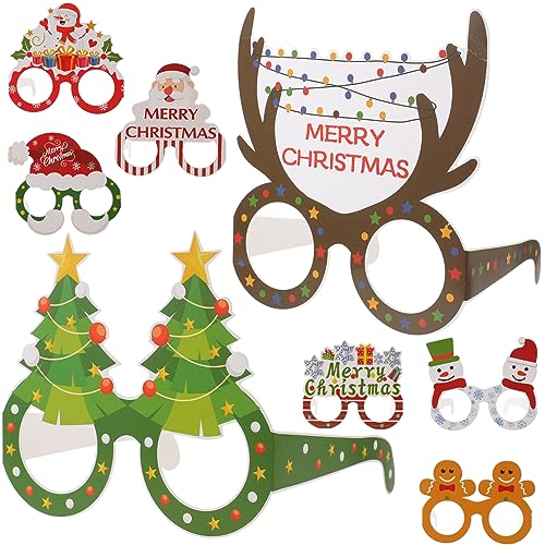 Gogogmee 8St Weihnachtsbrille Foto Requisiten weihnachtsgläser Christmas Glasses partybrillen Party Brillen Sonnenbrille Weihnachtsfeier liefert Weihnachtsfeier Requisiten Papier von Gogogmee