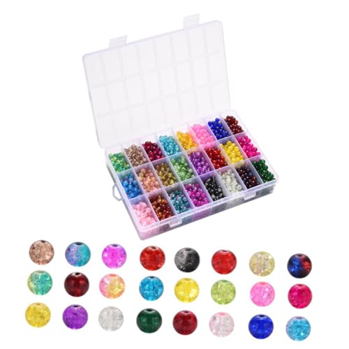 Gogogmee 8mm Glasperlen Für Schmuckherstellung Organizer Box Bunte Crackle Glasperlen Für Armbänder Halsketten Und Kreative Bastelprojekte von Gogogmee