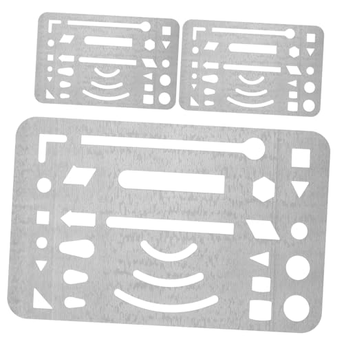 3 x Edelstahl-Radierschild-Schablonen zum Zeichnen, Präzisionsradierwerkzeug für Künstler, Ingenieure, Metall-Radierschild zum Zeichnen, Skizzieren von Gogogmee