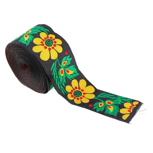 Gogogmee Ethnisches Spitzenband besticktes gewebtes Blumenband Kleiderband Zierleiste Jacquard haaraccessoires hair jewellery gewebter Stoffbesatz gewebter Besatz Polyestergarn Black von Gogogmee