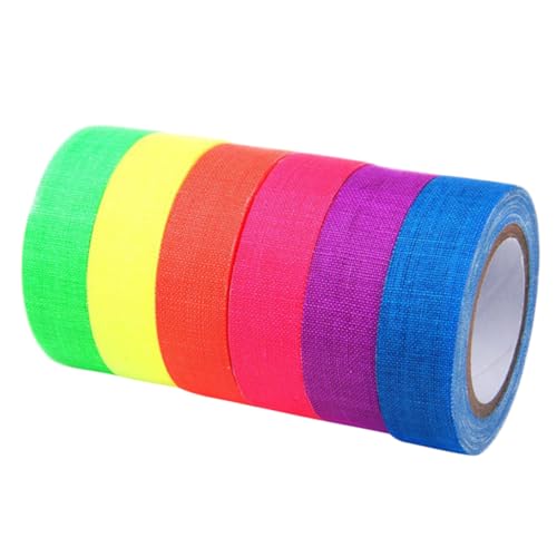 Gogogmee Fluoreszierendes Klebeband Neon Tape Für Die Partydekoration Leuchtet Im Dunkeln Ideal Für Wände Und UV Events 15mm x 6 Farben von Gogogmee