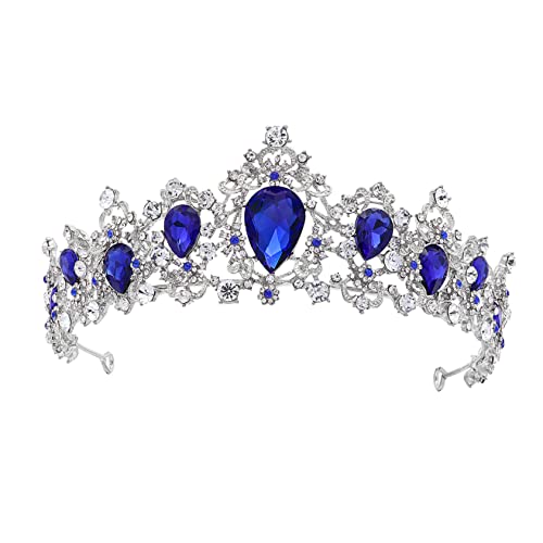 Gogogmee Königliche Kristall Tiara Für Braut Und Prinzessin Hochzeitskrone Mit Blauen Kristallen Eleganter Kopfschmuck Für Besondere Anlässe Festlicher Haarschmuck Für Damen von Gogogmee