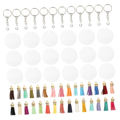 Gogogmee Schlüsselkette Making Kit Beutel Ornamente Acrylschlüsselkettenbläher Schlüsselbund Tassels Handgefertigtes Material Quastenanhänger Bulk mit Keychain Ringen Schmuck von Gogogmee