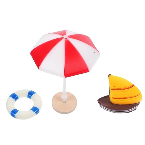 Gogogmee Sommer Fee Zubehör Figur Harz Dekoration Schwimmring Garten Strand Kuchenaufsatz Miniatur Meer Regenschirm Mikro Mikroszenendekor Boot Figuren Kuchendeckel Miniaturstrandzubehör von Gogogmee