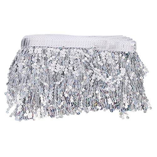 Gogogmee paillettenbesetzte bärtige Spitze elegant guci costume tablecloth tischwäsche Pailletten-Spitzenbesatz Glitzerband Golddekor Paillettenbesatz DIY-Kleiderbesatz Polyestergarn Silver von Gogogmee