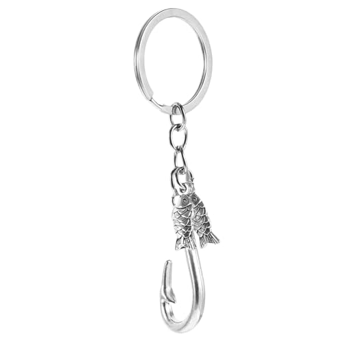 Gogogmee slico tatsächl key chain Handwerklich ideas fishing Schlüsselanhängerschmuck Tragbarer Schlüsselanhänger Taschenornament Schlüsselanhänger im Angelhaken-Stil Legierung Silver von Gogogmee