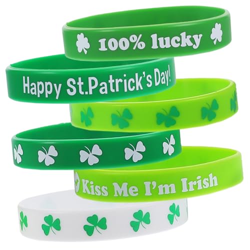 Gogogmee St. Patricks Partyzubehör, 6 Stück, Patrick's Handgelenk-Zubehör, Kleeblatt-Armbänder, Dekorationen, Urlaub, Partyzubehör, St von Gogogmee