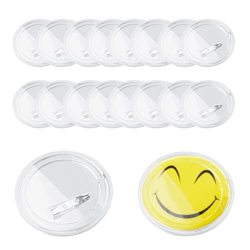 Gohytal 20PCS Buttons Selber Machen,Buttons Anstecker zum selbstgestalten Acryl Design Pins ohne Buttonmaschine,Ø58mm Acryl Transparente DIY Ansteckbuttons Set mit Anstecknadel für Foto Bild Kleidung von Gohytal