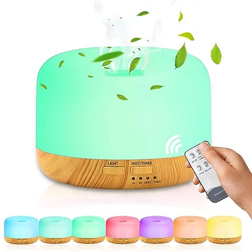 Gohytal Aroma Diffuser, 450ML Ätherische Öle Diffuser Ultraschall Luftbefeuchter Lufterfrischer Wohnung Duftöl Diffuser mit 7 Farben LED Licht&Fernbedienung, BPA-Free für Büro/Schlafzimmer/Spa/Yoga von Gohytal