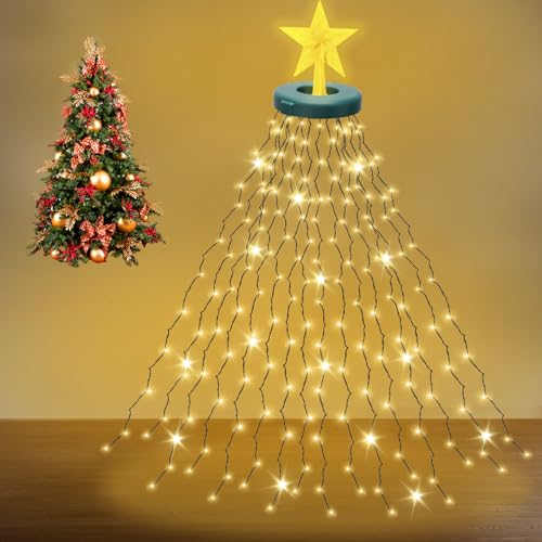 Gohytal Weihnachtsbaum Lichterkette mit Topper Stern, 2M mit 400er LEDs Lichterkette Weihnachtsbeleuchtung Außen Innen für Christmas Tree Dekoration Garten Party Tannenbaum Grüngürtel Busche von Gohytal