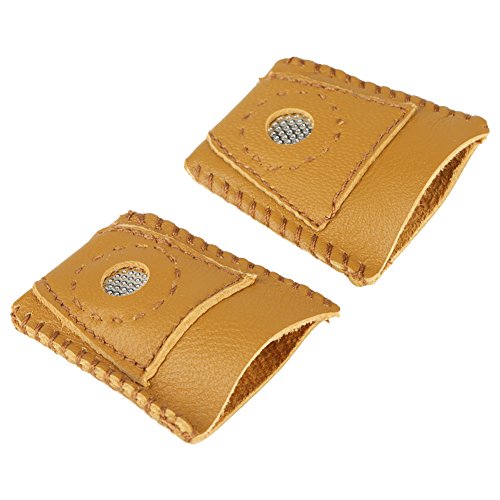 Goick Leder Fingerhut-2Pcs Großes Fingerhut Fingerhut aus Leder mit handgefertigter Nadel- und Fadenzubehör aus Metallfeder von Goick