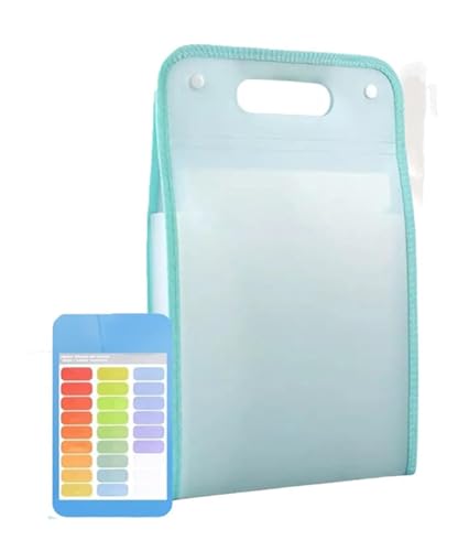 Erweiterter wasserdichter Ordner, große Kapazität, Portable File Storage Bag, tragbare Aktenaufbewahrungstasche, wasserdicht, Aktenordner mit Griff, A4, für Geschäft/Schule (Green) von Gokame