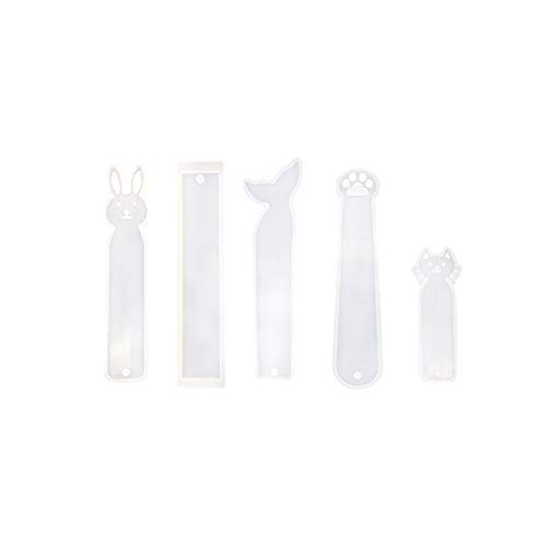 Gokeet 5 Paket Silikon Lesezeichen Form Diy Lesezeichen Guß Mold Machen Epoxidharz Schmuck Diy Silikon Transparente Form Meerjungfrau Klaue Katze Kaninchen Blank von Gokeet