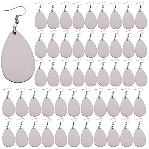 Gokeet 50 StüCke Sublimation Rohling Ohrringe, Ohrringe Unvollendete Teardrop WäRme üBertragung Ohrring AnhäNger für Schmuck DIY Herstellung von Gokeet