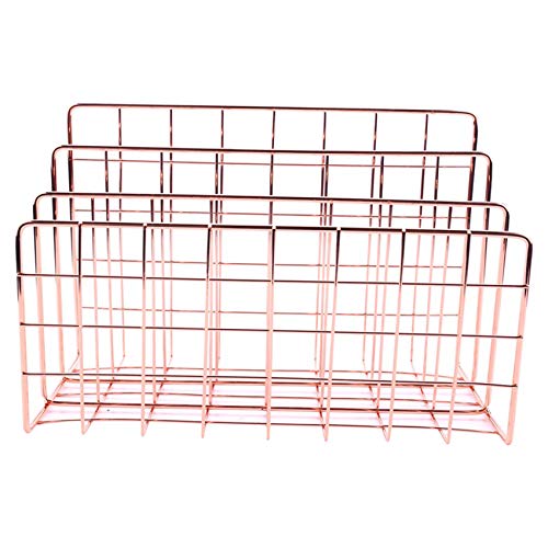 Gokeet Desktop Mail Organizer, 3 Slot Metall Draht Mail Sortierer, Brief Organizer für Briefe, Mails, BüCher, Post Karten und Mehr, Mail Halter Rose Gold von Gokeet