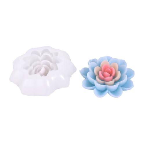 Gokeet Simulation Lotus Kerze Silikonform BlüTe Seife Duft Ornamente Herstellung Schokolade Kuchen Dekor Geschenk,C von Gokeet