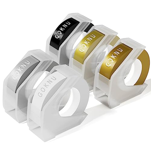 Etikettenband Kompatibel mit Dymo Omega Junior Etiketten Selbstklebend 3/8",3D Vinyl Prägeband Kompatibel mit Dymo Omega Junior Embossing Etikettiergerät and E975 Embossed Beschriftungsgerät von Goknu