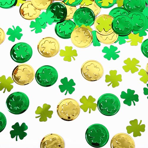 GoldRock Kleeblatt Deko Glücksklee Konfetti Grün,50 Stk Kleeblatt Glücksbringer Streudeko Groß,Tischdeko Geburtstag,Silvester Deko,St Patricks Day Deko Confetti,Glücksbringer Kleeblatt Glückssteine von GoldRock