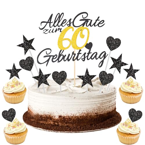 GoldRock 11 Stück Torten Deko 60 Geburtstag Mann Frau,Tortendeko Geburtstag 60,Kuchendeko 60 Geburtstag Deko,Alles Gute zum Geburtstag 60,60. Geburtstag Männer Frauen Kuchen Deko,Cake Topper 60 Jahre von GoldRock