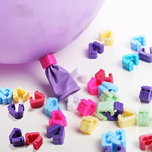 GoldRock Etwa 200 Pcs Ballonverschlüsse für Luftballons, Bunt Luftballon Knotenhilfe, Luftballon Verschluss Werkzeug, Helium Ballons Geknotete Schnalle, Einfach und Schnell Ballon Binden Clip von GoldRock