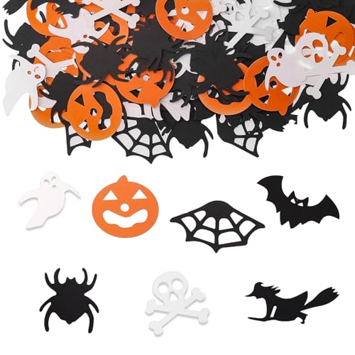 GoldRock Fledermaus Deko Halloween Tischdeko Groß 2,2-4,5cm, 100 Stk Spinnen Kürbis Konfetti Halloween Deko,Gespenster Halloween Streudeko,Horror Halloween Party Deko,Hexe Streudeko Halloween Konfetti von GoldRock