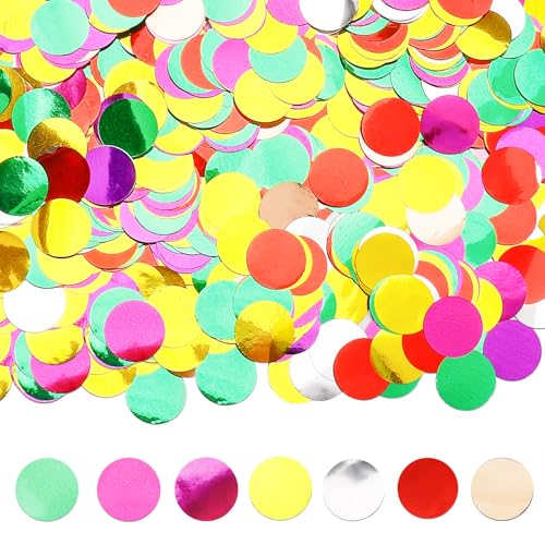 GoldRock Glitzer Konfetti Bunt Rund, 50g Confetti Gold Rot Grün Silber, Streudeko Hochzeit 1,5cm, Tischdeko Geburtstag, Konfetti Klein Bunt für Karneval Silberhochzeit Weihnachten Silvester Deko Party von GoldRock