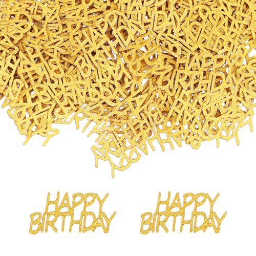 GoldRock Happy Birthday Konfetti Geburtstag Groß 4,9×2,3cm, 100 Stk Tischdeko Geburtstag Gold, Streudeko Geburtstag Frau Mann, Glitzer Confetti für Geburtstagsdeko, Luftschlangen Happy Birthday Deko von GoldRock