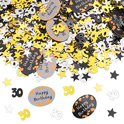 GoldRock Konfetti 30. Geburtstag Männer Frauen,Tischdeko 30 Geburtstag Frau Schwarz Gold,30 Geburtstag Männer Deko,Streudeko 30er Geburtstag Mann,Confetti Geburtstagsdeko 30,Konfetti 30er Deko Silber von GoldRock