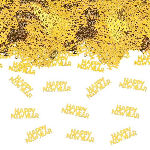 GoldRock Konfetti Streudeko Silvester Deko 2025 Gold, 500 Stk Silvester Tischdeko,Happy New Year Deko,Neujahr Deko Confetti,Glitzer Silvester Dekoration,Neujahrsdeko Luftschlangen für Karneval Party von GoldRock