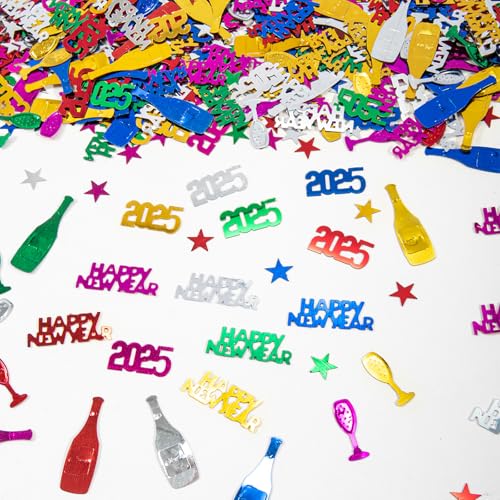 GoldRock Konfetti Streudeko Silvester Deko 2025,Silvester Streudeko Bunt,Glitzer Silvester Tischdeko Konfetti Silvester,Happy New Year Deko,Streudeko Neujahr Deko Silvester Party,Neujahrsdeko Confetti von GoldRock