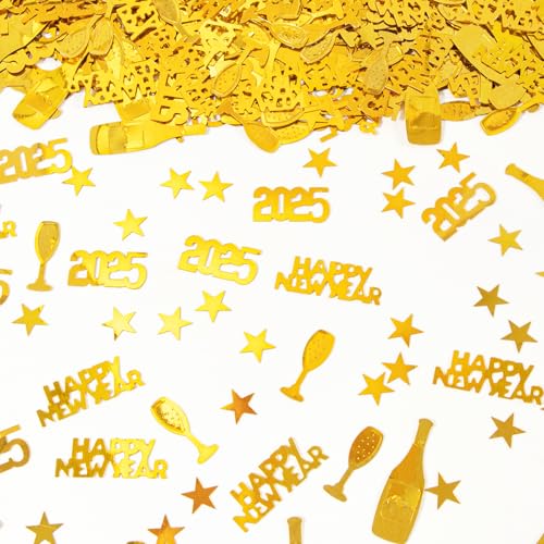 GoldRock Konfetti Streudeko Silvester Deko 2025,Silvester Streudeko Gold,Glitzer Silvester Tischdeko Konfetti Silvester,Happy New Year Deko,Streudeko Neujahr Deko Silvester Party,Neujahrsdeko Confetti von GoldRock