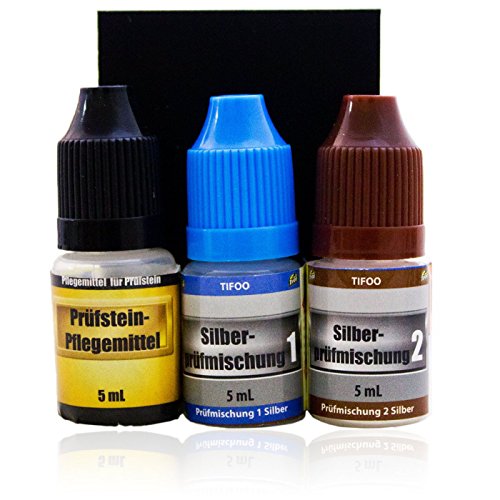 Silber-Test-Set, 2x 5 ml Prüfsäuren mit Prüfstein - Silber testen, Silber-Tester von Goldanalytix