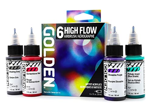 Golden Artist Colors, Acrylfarbe mit hohem Durchfluss, 6-farbiges Airbrush-Set, Acryltinte von Golden Artist Colors