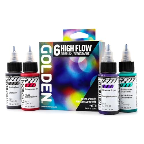 Golden High Flow Acrylics Airbrush-Set, 6 Farben, professionelle Acrylfarbe von Golden Artist Colors