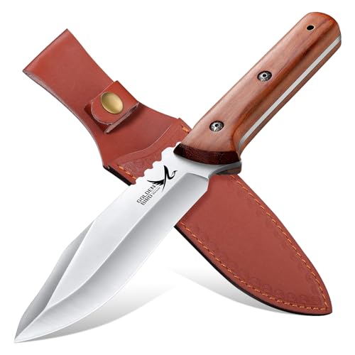 Golden Bird Messer Outdoor Survival Full Tang 16cm Jagdmesser Feststehende Klinge mit Scheide Scharf Bushcraft Messer Outdoor Messer für Camping, Abenteuer – Biest-Serie Braunbär von Golden Bird