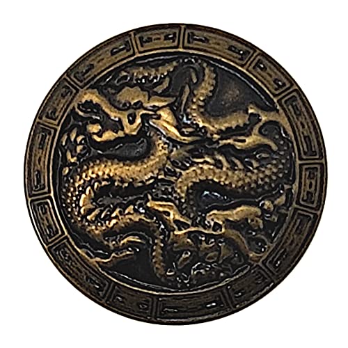 Goldgöre 5 Metall Knöpfe 23 mm gold mit chinesischem Drachen zum Annähen von Goldgöre