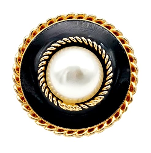 Goldgöre 5 Metall Knöpfe 23 mm schwarz gold mit Perle mit Öse zum Annähen von Goldgöre