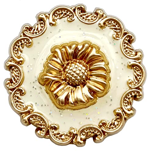 Goldgöre 5 Metall Knöpfe 23 mm weiß gold Sonnenblume mit Öse zum Annähen von Goldgöre