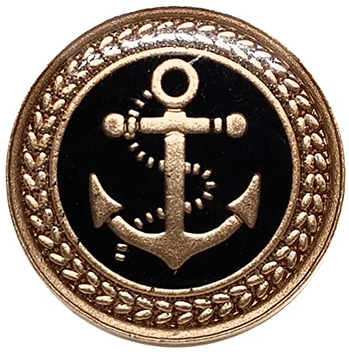 Goldgöre 5 maritime Metall Knöpfe schwarz gold mit Anker mit Öse zum Annähen 17 mm von Goldgöre