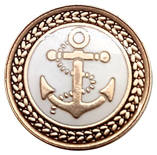 Goldgöre 5 maritime Metall Knöpfe weiß gold mit Anker mit Öse zum Annähen 17 mm von Goldgöre