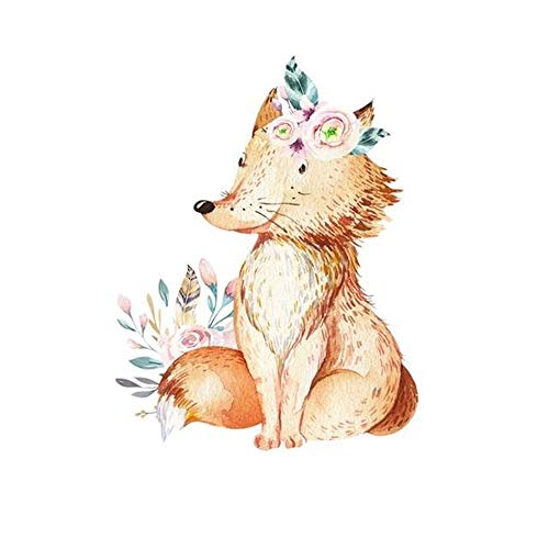 Goldkindzauber DIY Aufbuegler Patch Sticker Applikation Fuchs mit Blumen Aufnaeher Kleidung Patches Zum Aufbügeln von Goldkindzauber