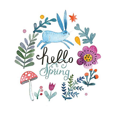 Goldkindzauber DIY Aufbuegler Patch Sticker Applikation Hase Häschen Hello Spring Hallo Frühling Pilz Blumen Flowers Niedlich Aufnaeher Kleidung Patches Zum Aufbügeln von Goldkindzauber