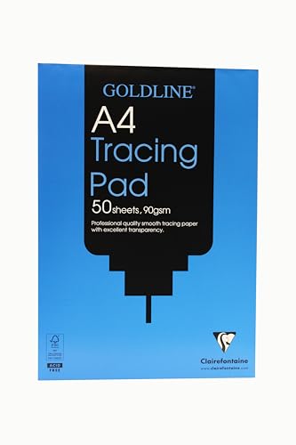 Clairefontaine GPT1A4Z - Block Goldline geleimt, Transparentpapier DIN A4, 90g, 50 Blatt, sehr stabil, ideal für technischen Zeichnung und Kunstprojekte, 1 Stück von Clairefontaine