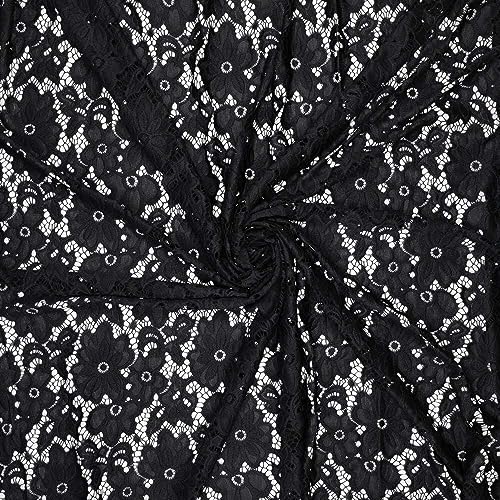 (10,07 /m2) Stoff Spitze Bloom schwarz Meterware | Spitzenstoff mit Blumen-Muster | Bekleidungsstoff stretch von Goldschmidt