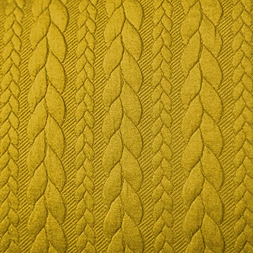 12,90 /m Stoff Cably Zopfmuster | Strickstoff zum Nähen | Jerseyjacquard Meterware | Bekleidungsstoff (senf) von Goldschmidt