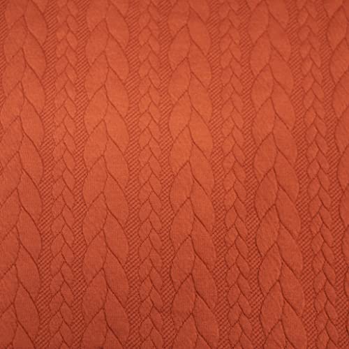 12,90 /m Stoff Cably Zopfmuster | Strickstoff zum Nähen | Jerseyjacquard Meterware | Bekleidungsstoff (terracotta/orange) von Goldschmidt