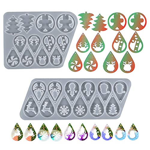 2 Stück Weihnachtsanhänger Silikonformen Epoxidharz Formen Ohrringe Silikonform Harz Gießformen Weihnachten Anhänger Resin Mold Schneeflocke Silikonform für DIY Ohrring Anhänger Weihnachten Geschenk von Goldyida