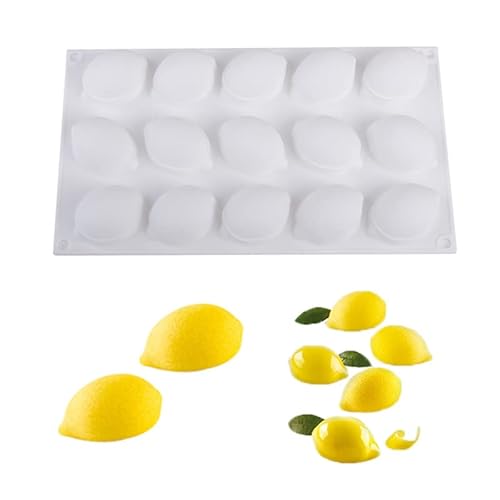 Goldyida 15 LöCher Zitrone Formen Zitrone Desserts Form Zitrone Backwaren Form Zitronen-Silikonform zum Backen 3D Backformen DIY Seifenkerzenform für hausgemachte Seife, Kuchen, Gebäck, Kekse von Goldyida